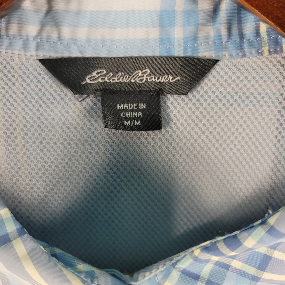 Eddie Bauer Fishing Hiking Shirt Womens Medium Blue Plaid Excellent Short Sleeve - Picture 2 of 11